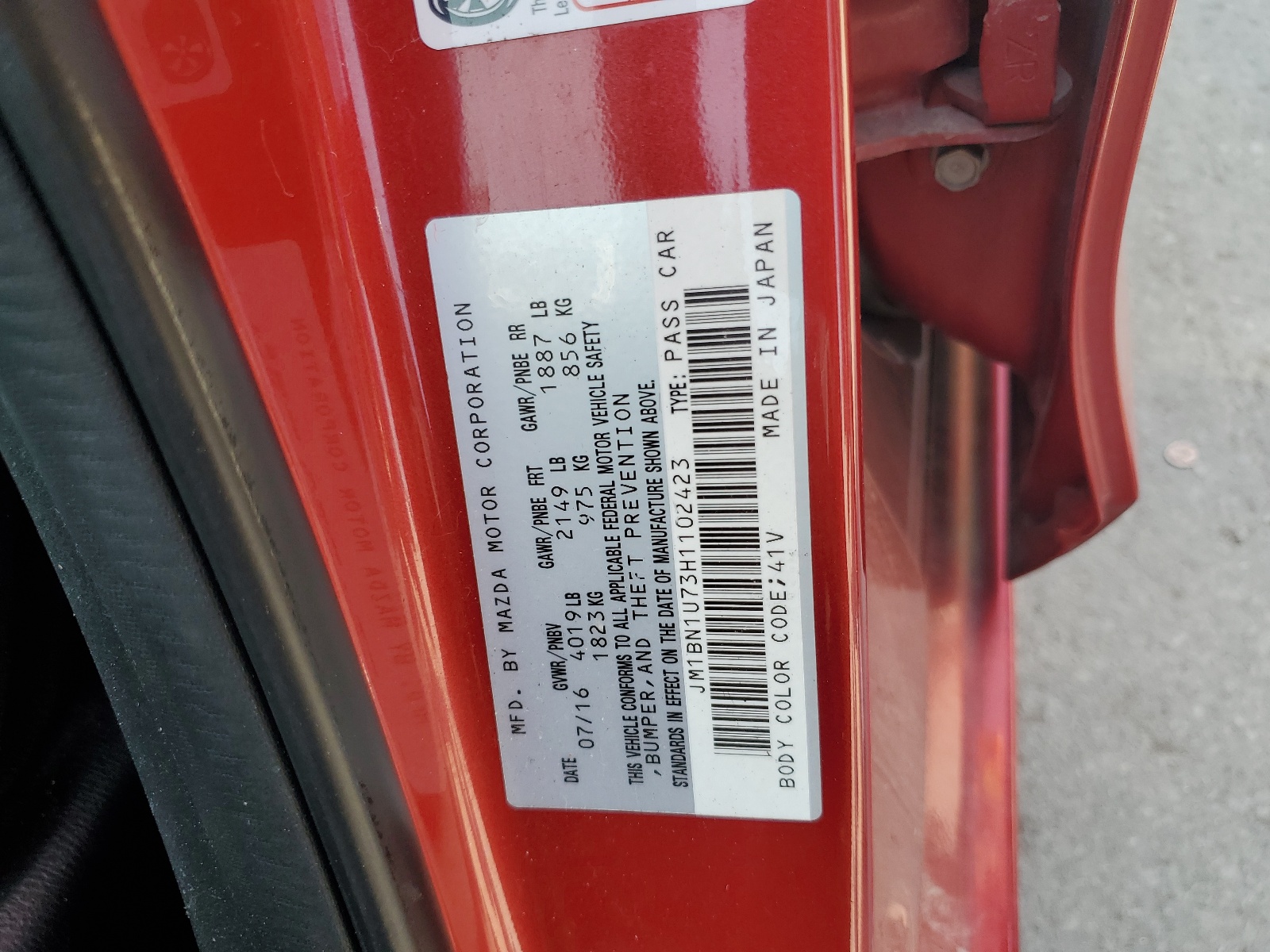 JM1BN1U73H1102423 2017 Mazda 3 Sport