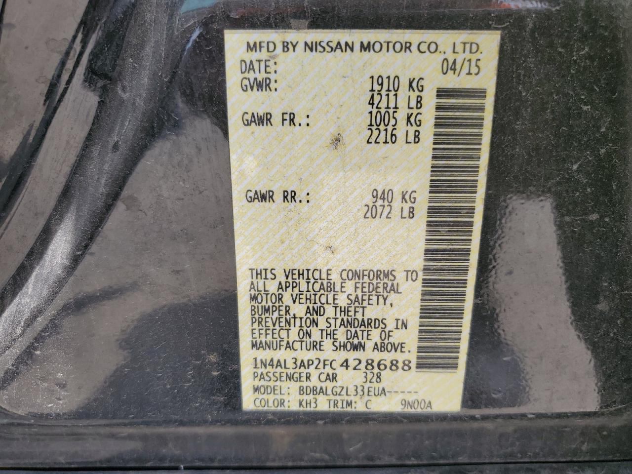 1N4AL3AP2FC428688 2015 Nissan Altima 2.5