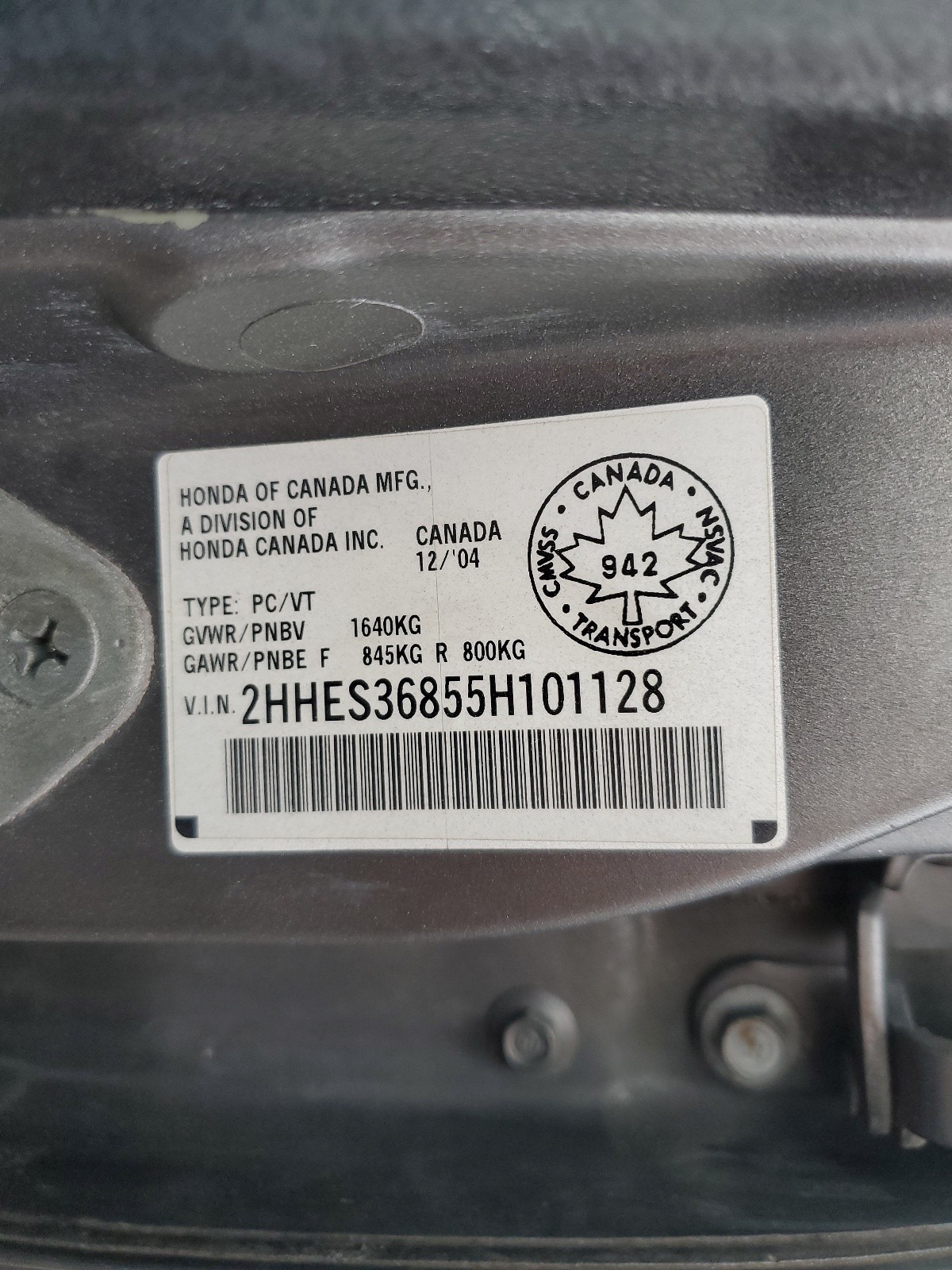 2HHES36855H101128 2005 Acura 1.7El Premium