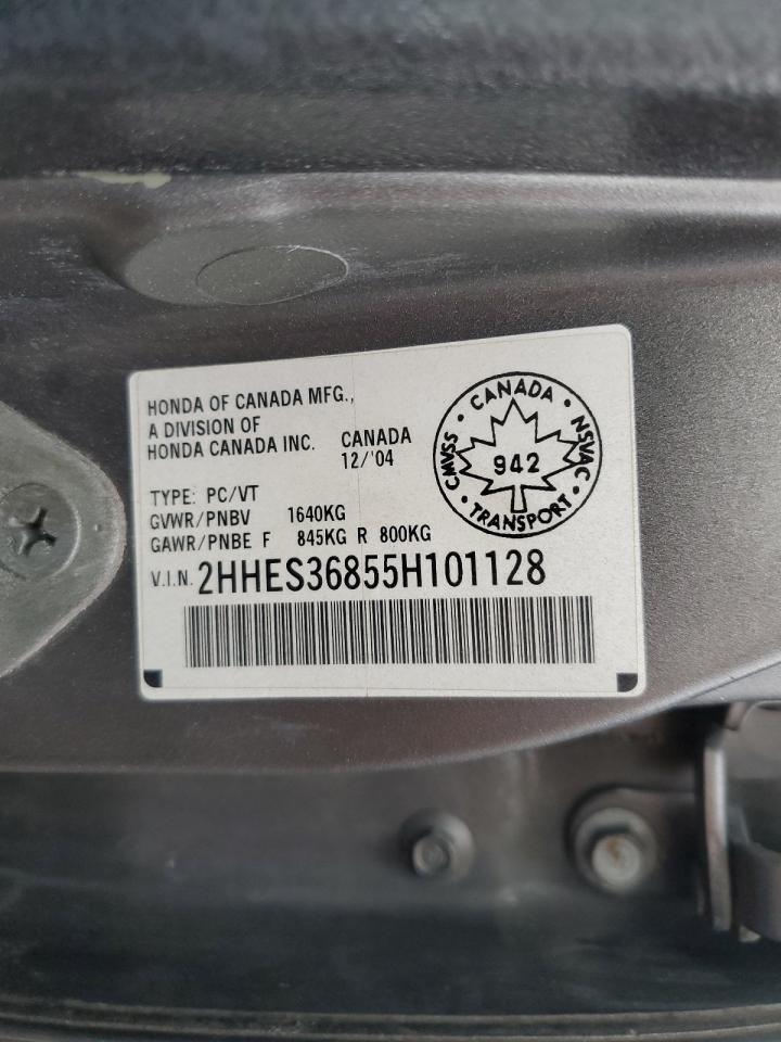 2005 Acura 1.7El Premium VIN: 2HHES36855H101128 Lot: 63384324