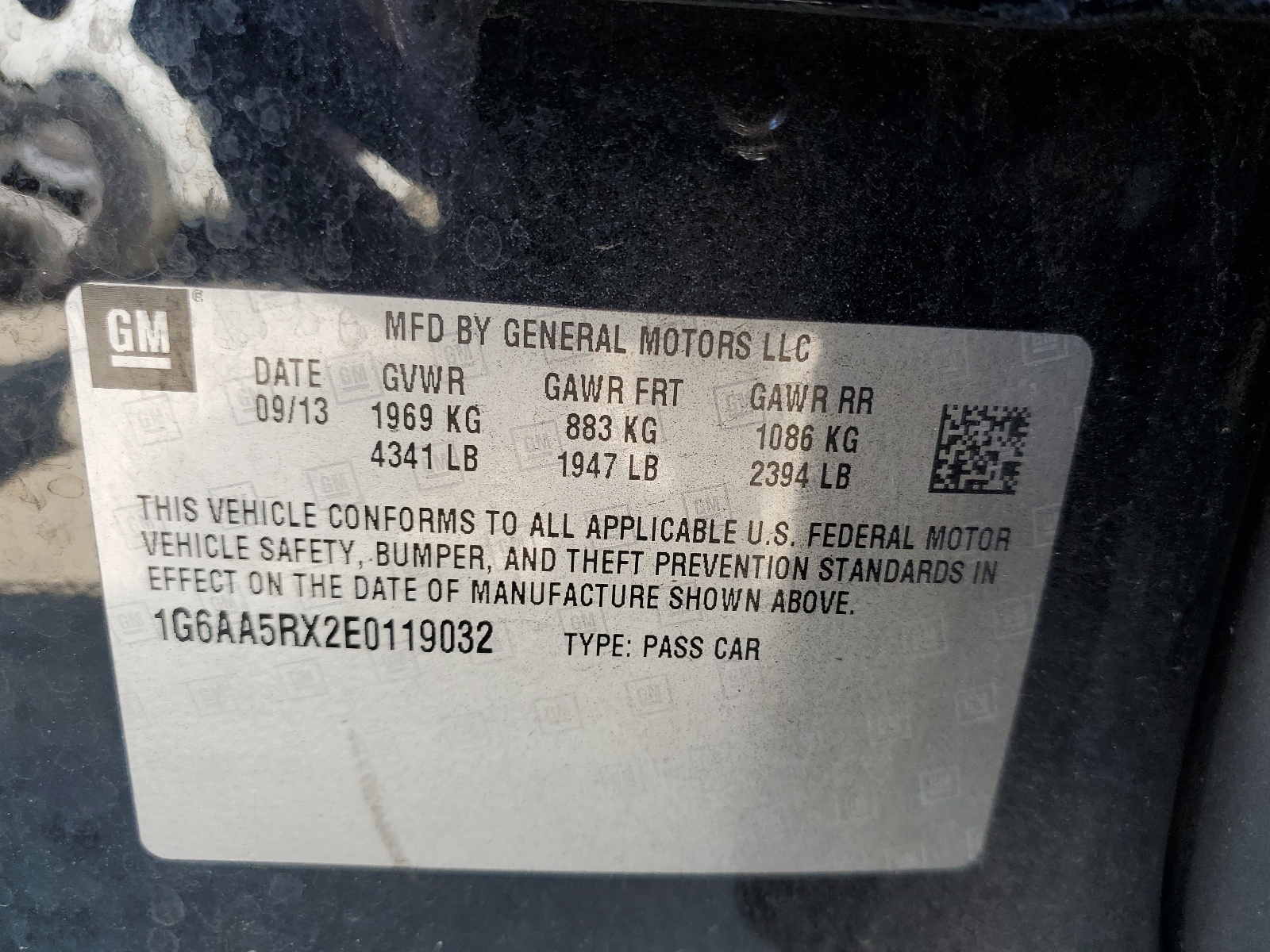 1G6AA5RX2E0119032 2014 Cadillac Ats