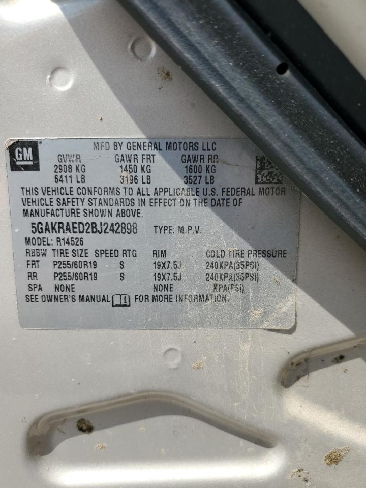 2011 Buick Enclave Cx VIN: 5GAKRAED2BJ242898 Lot: 65528114