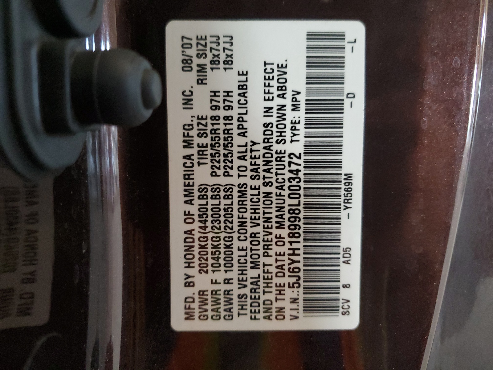 5J6YH18998L003472 2008 Honda Element Sc