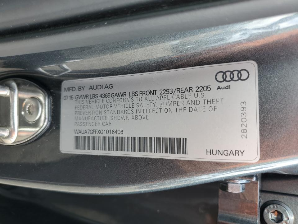 WAUA7GFFXG1016406 2016 Audi A3 Premium