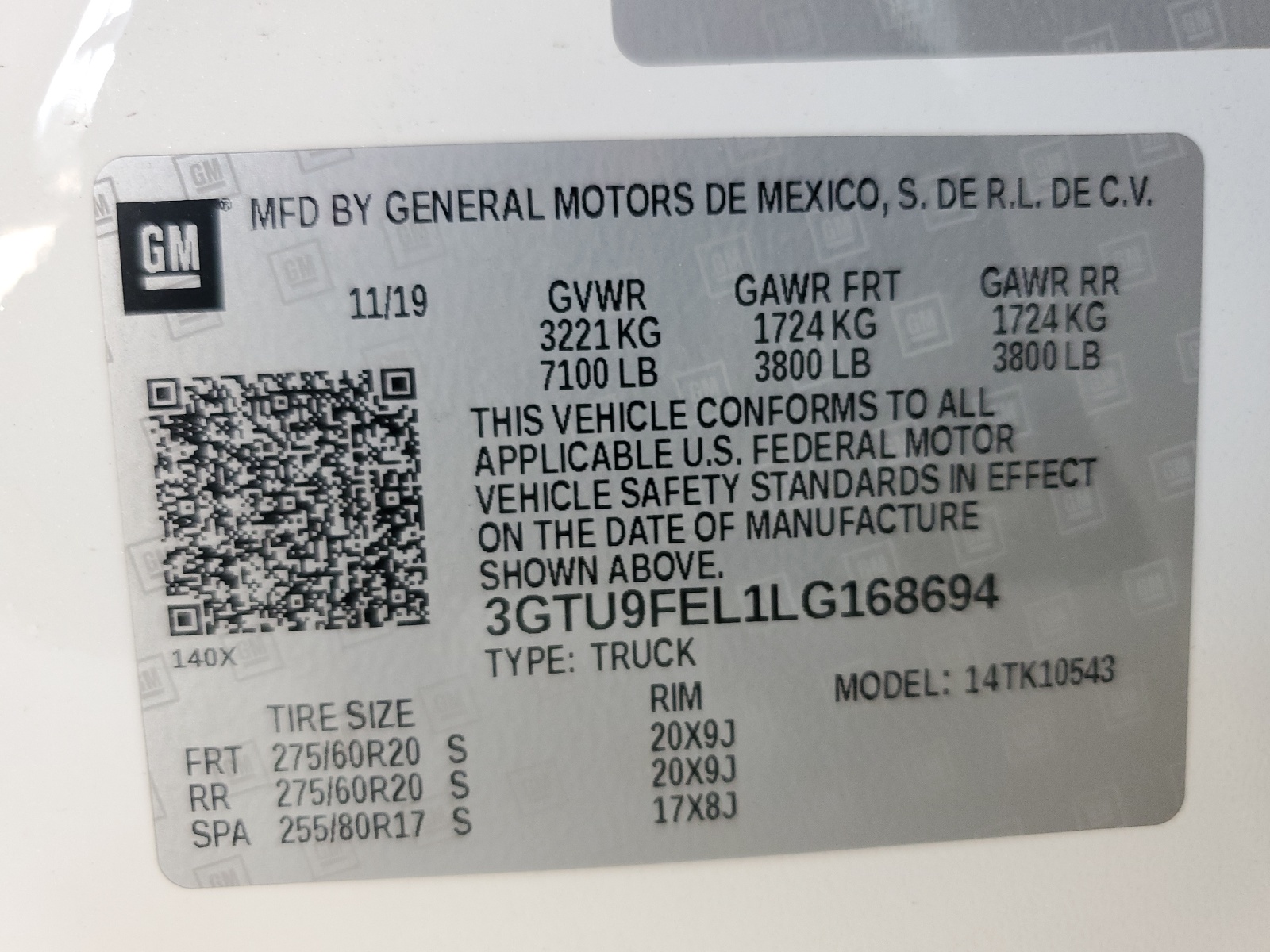 3GTU9FEL1LG168694 2020 GMC Sierra K1500 Denali