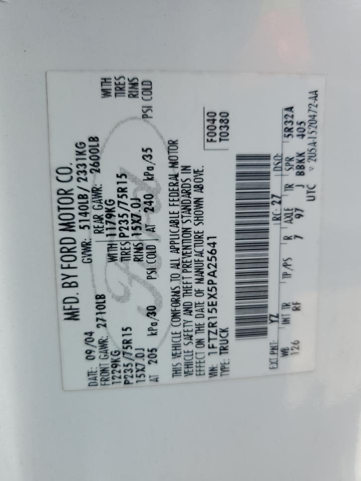 2005 Ford Ranger Super Cab VIN: 1FTZR15EX5PA25641 Lot: 61502744