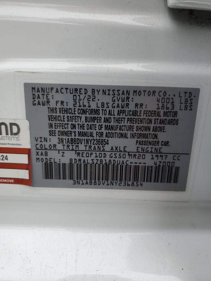 2022 Nissan Sentra Sr VIN: 3N1AB8DV1NY236854 Lot: 64590034