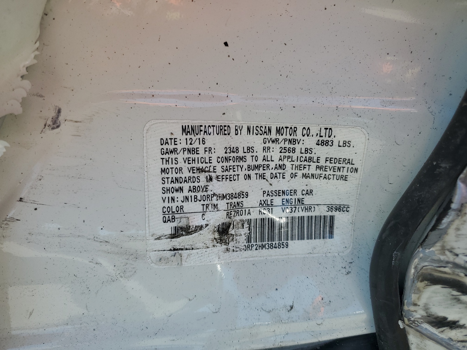 JN1BJ0RP2HM384859 2017 Infiniti Qx50