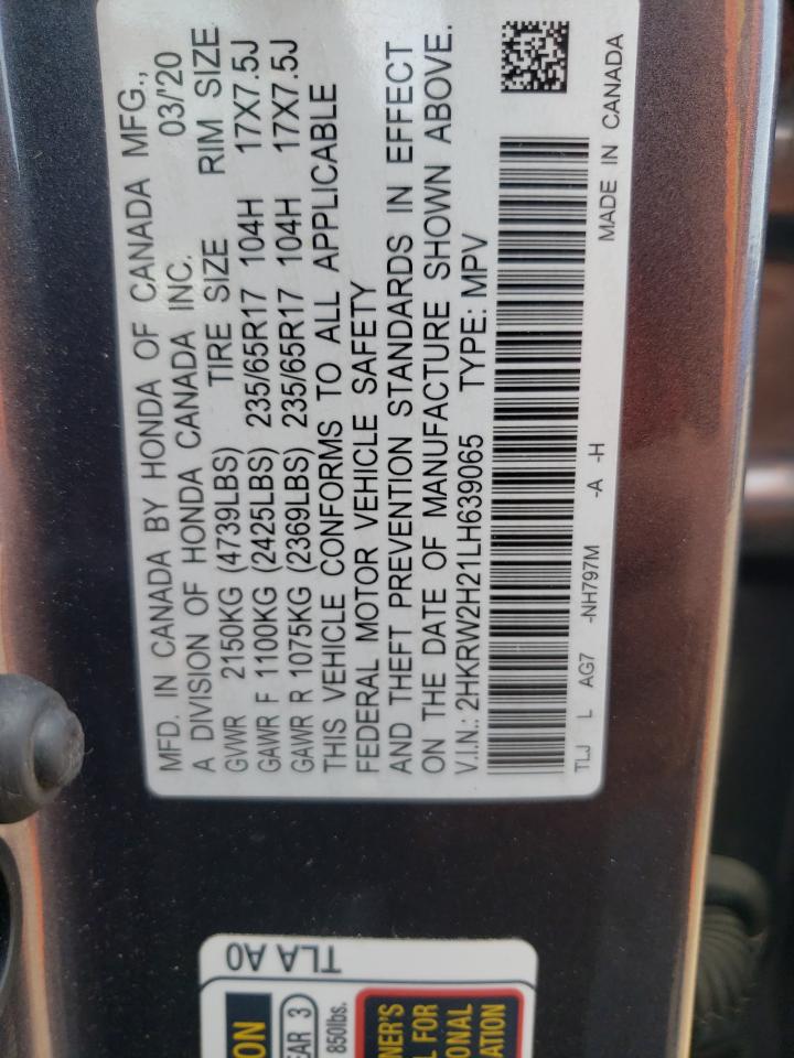 2020 Honda Cr-V Lx VIN: 2HKRW2H21LH639065 Lot: 64954754