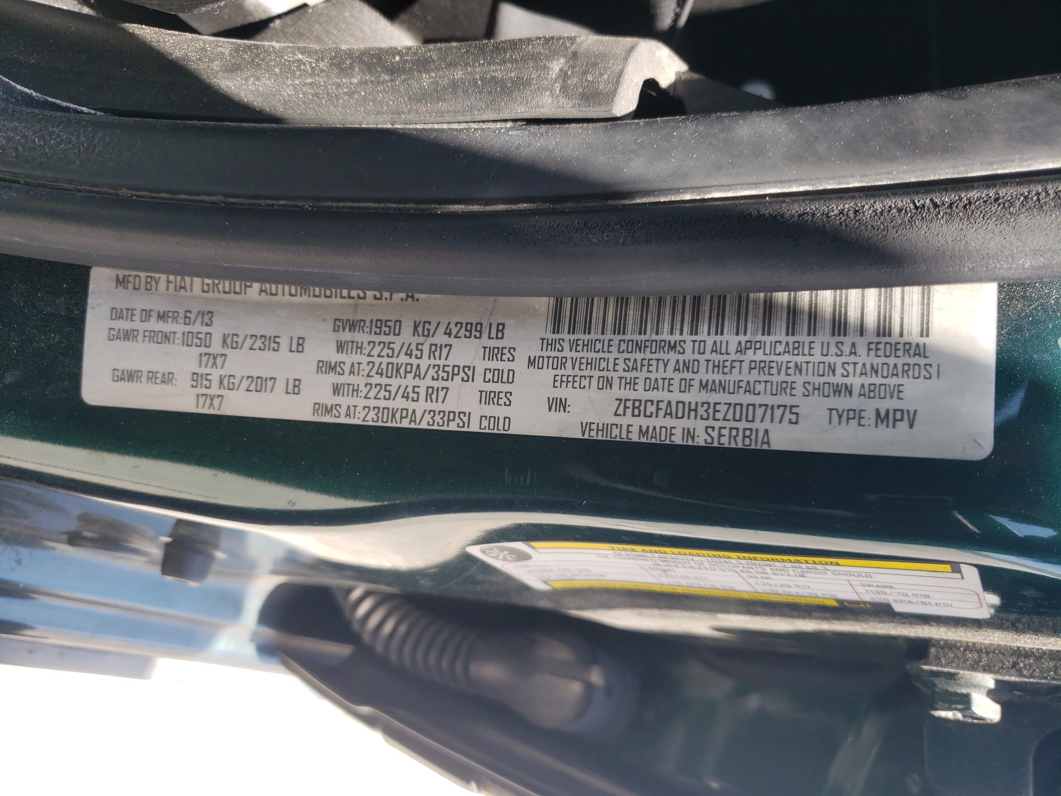 ZFBCFADH3EZ007175 2014 Fiat 500L Trekking