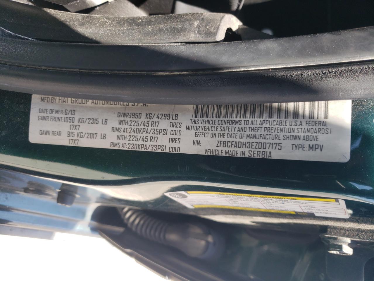 2014 Fiat 500L Trekking VIN: ZFBCFADH3EZ007175 Lot: 62328144