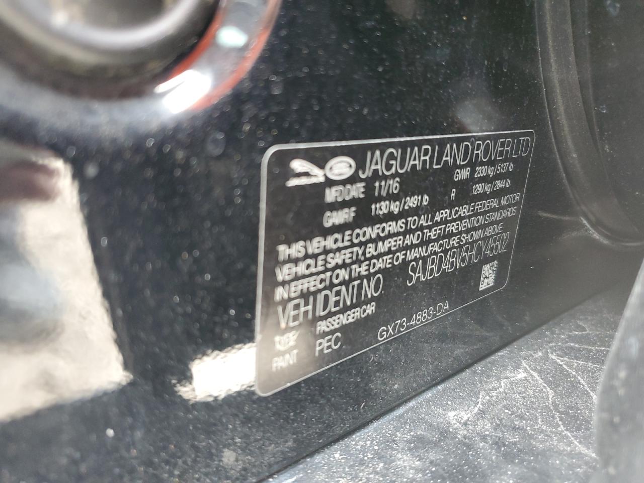 2017 Jaguar Xf Premium VIN: SAJBD4BV5HCY45502 Lot: 63040284