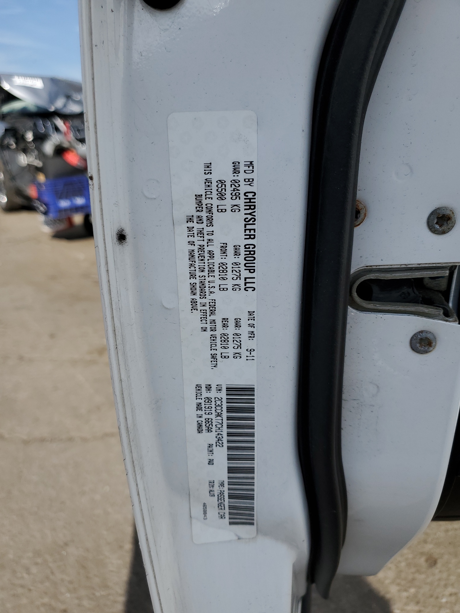 2C3CCAKT7CH143422 2012 Chrysler 300C