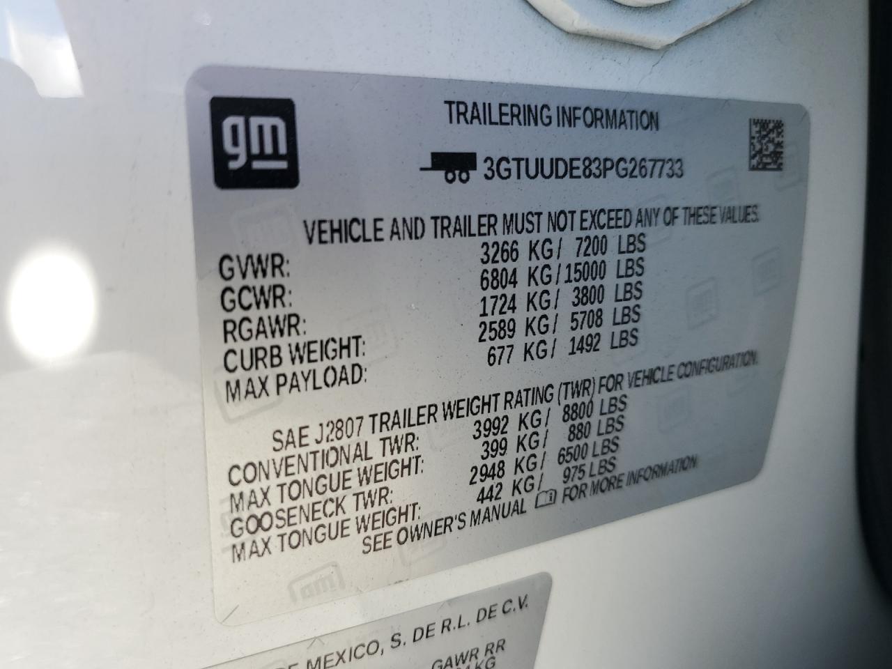 3GTUUDE83PG267733 2023 GMC Sierra K1500 Slt