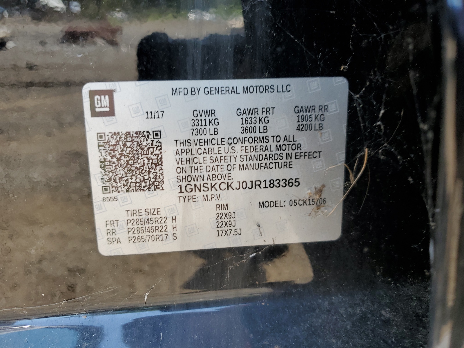 1GNSKCKJ0JR183365 2018 Chevrolet Tahoe K1500 Premier