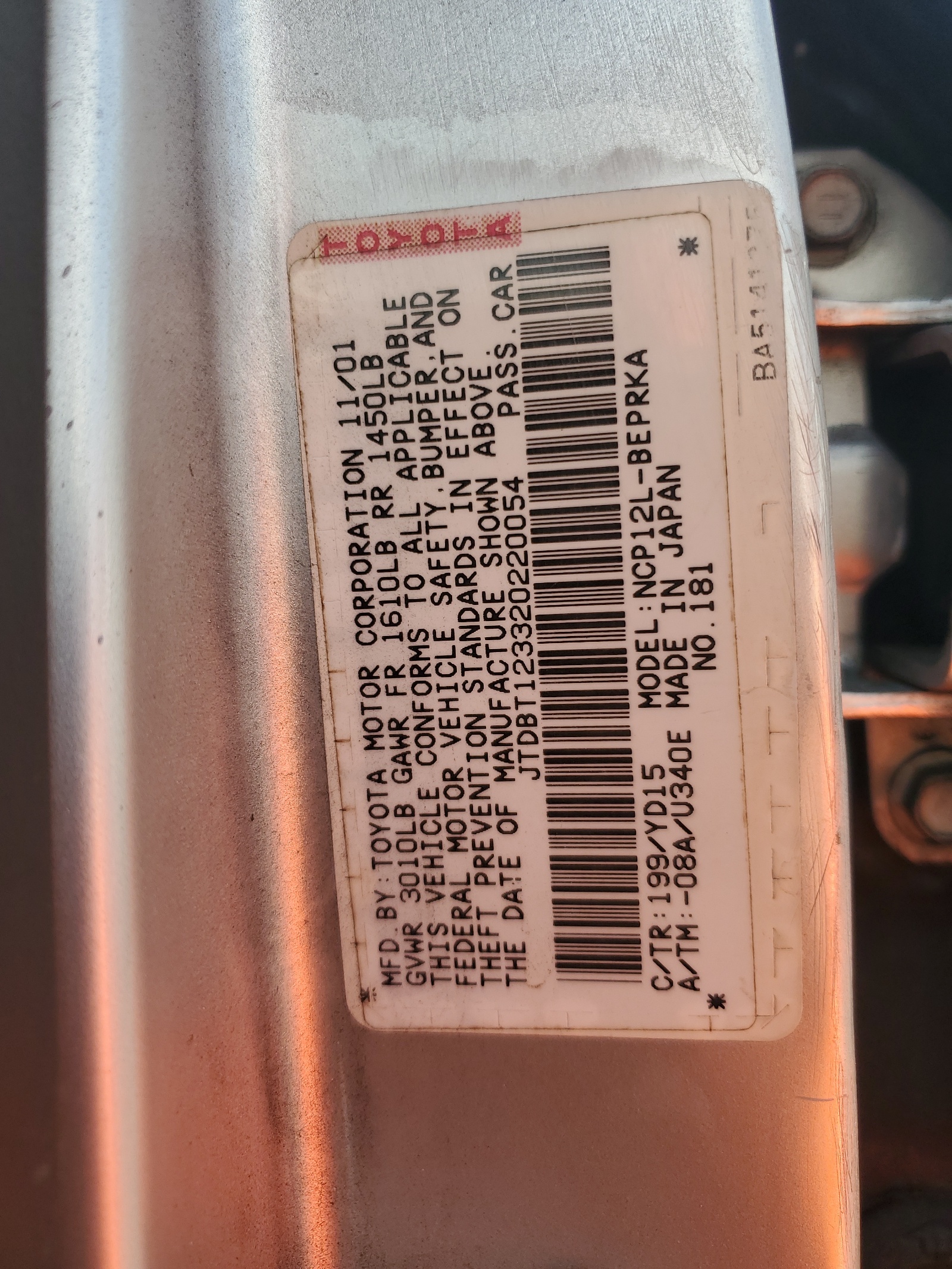 JTDBT123320220054 2002 Toyota Echo