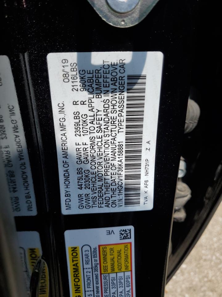 1HGCV1F36KA158881 2019 Honda Accord Sport