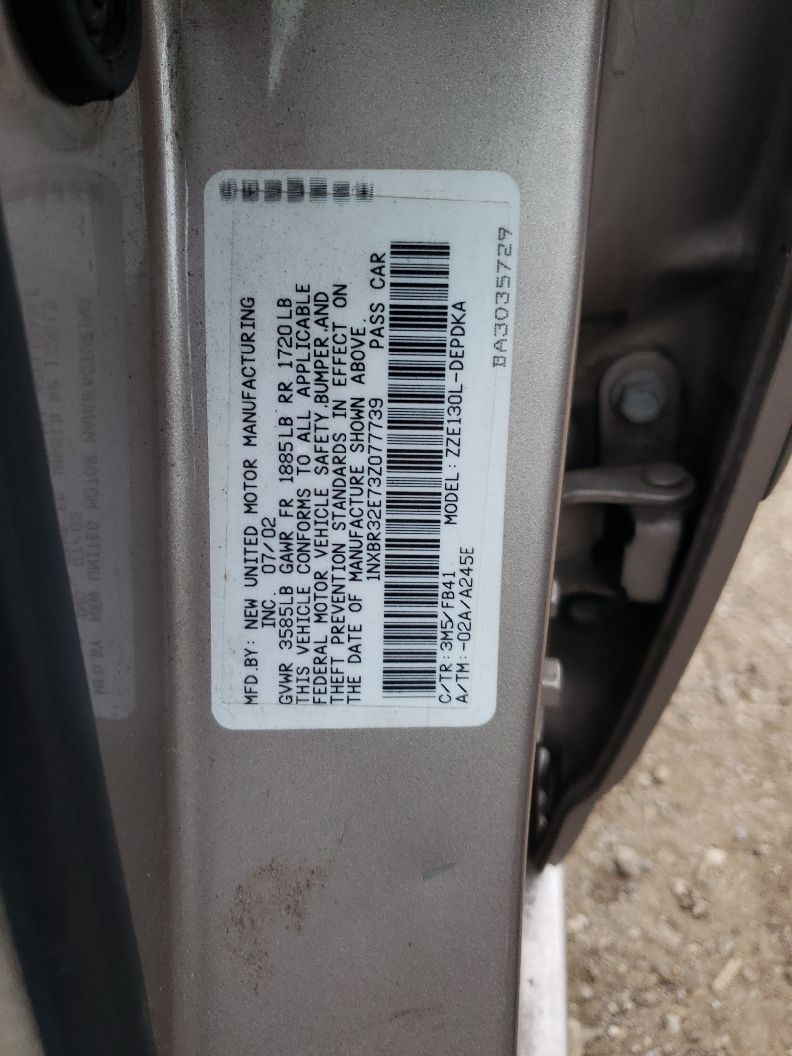 1NXBR32E73Z077739 2003 Toyota Corolla Ce