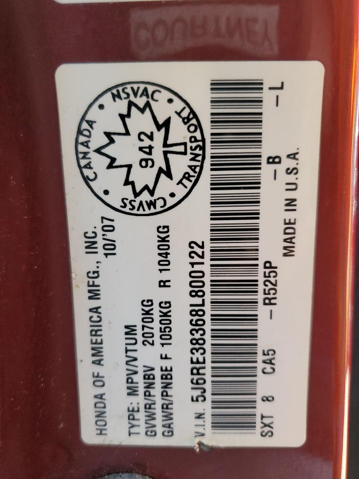 2008 Honda Cr-V Lx VIN: 5J6RE38368L800122 Lot: 64515664