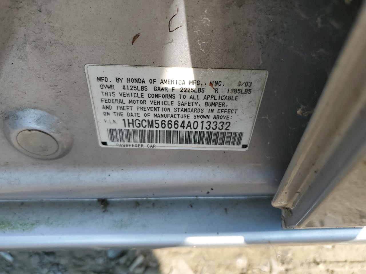 2004 Honda Accord Ex VIN: 1HGCM56664A013332 Lot: 65214864