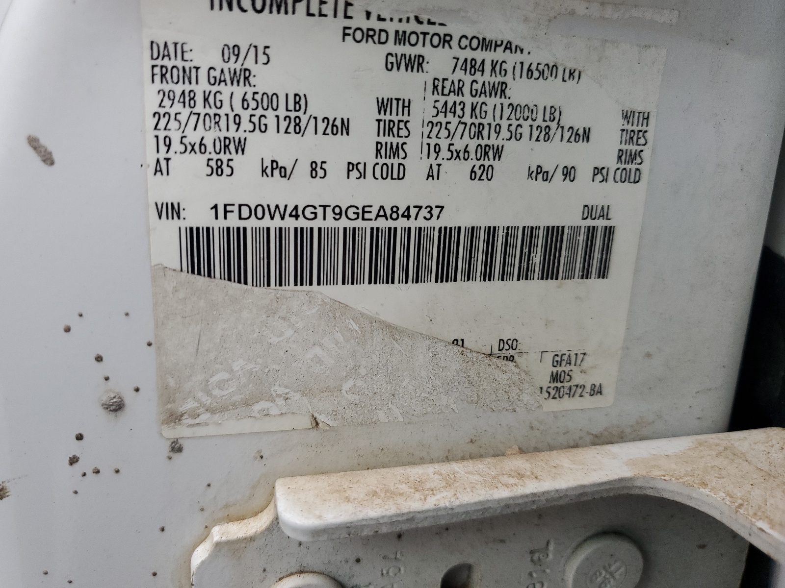 1FD0W4GT9GEA84737 2016 Ford F450 Super Duty