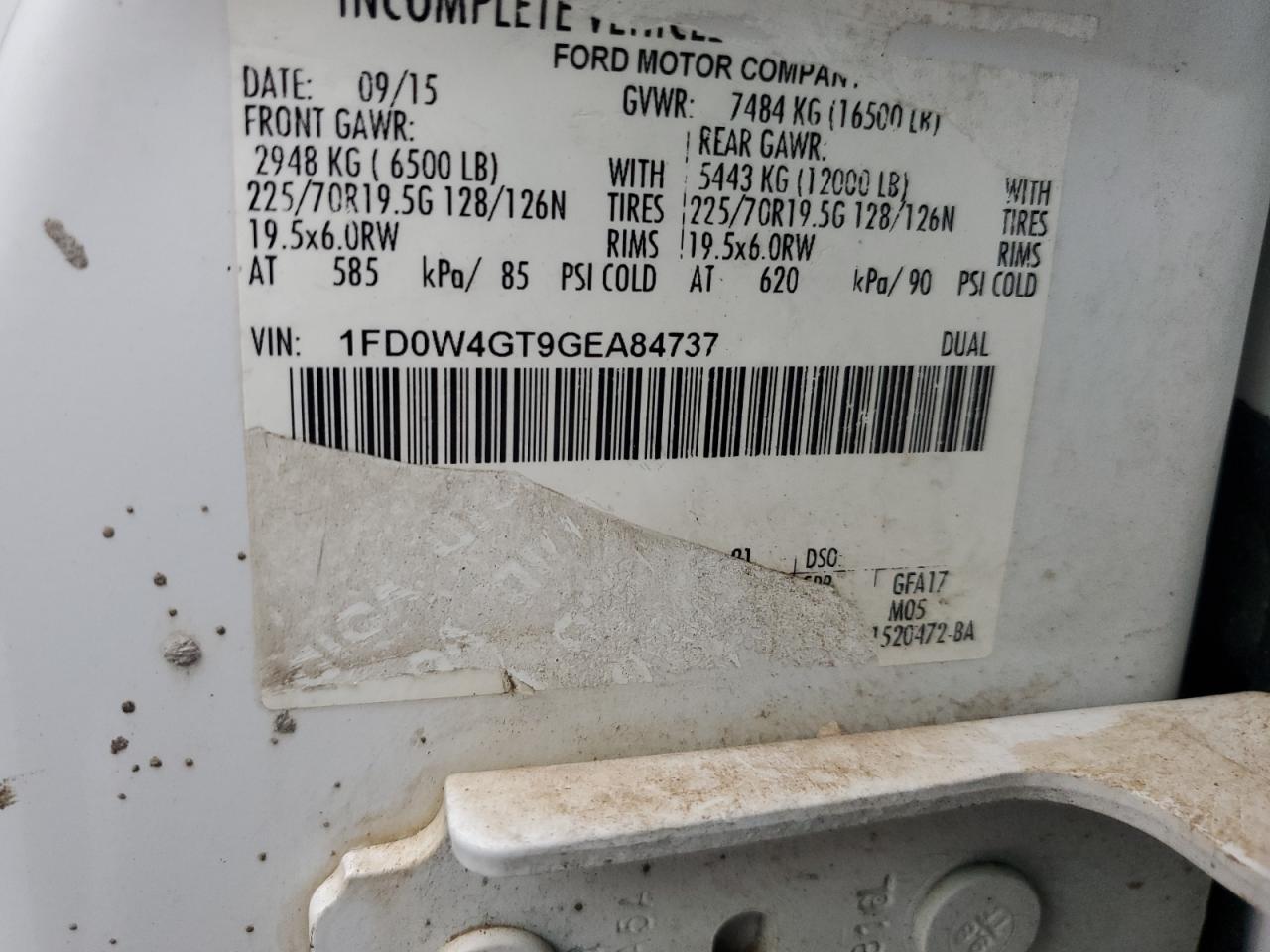 2016 Ford F450 Super Duty VIN: 1FD0W4GT9GEA84737 Lot: 64199044