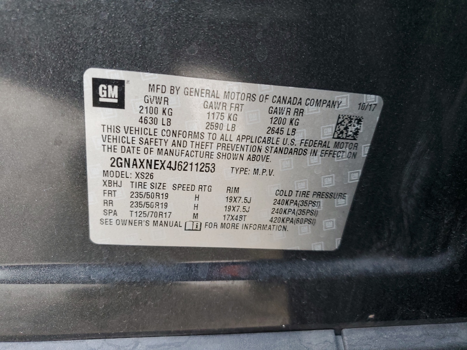 2GNAXNEX4J6211253 2018 Chevrolet Equinox Premier