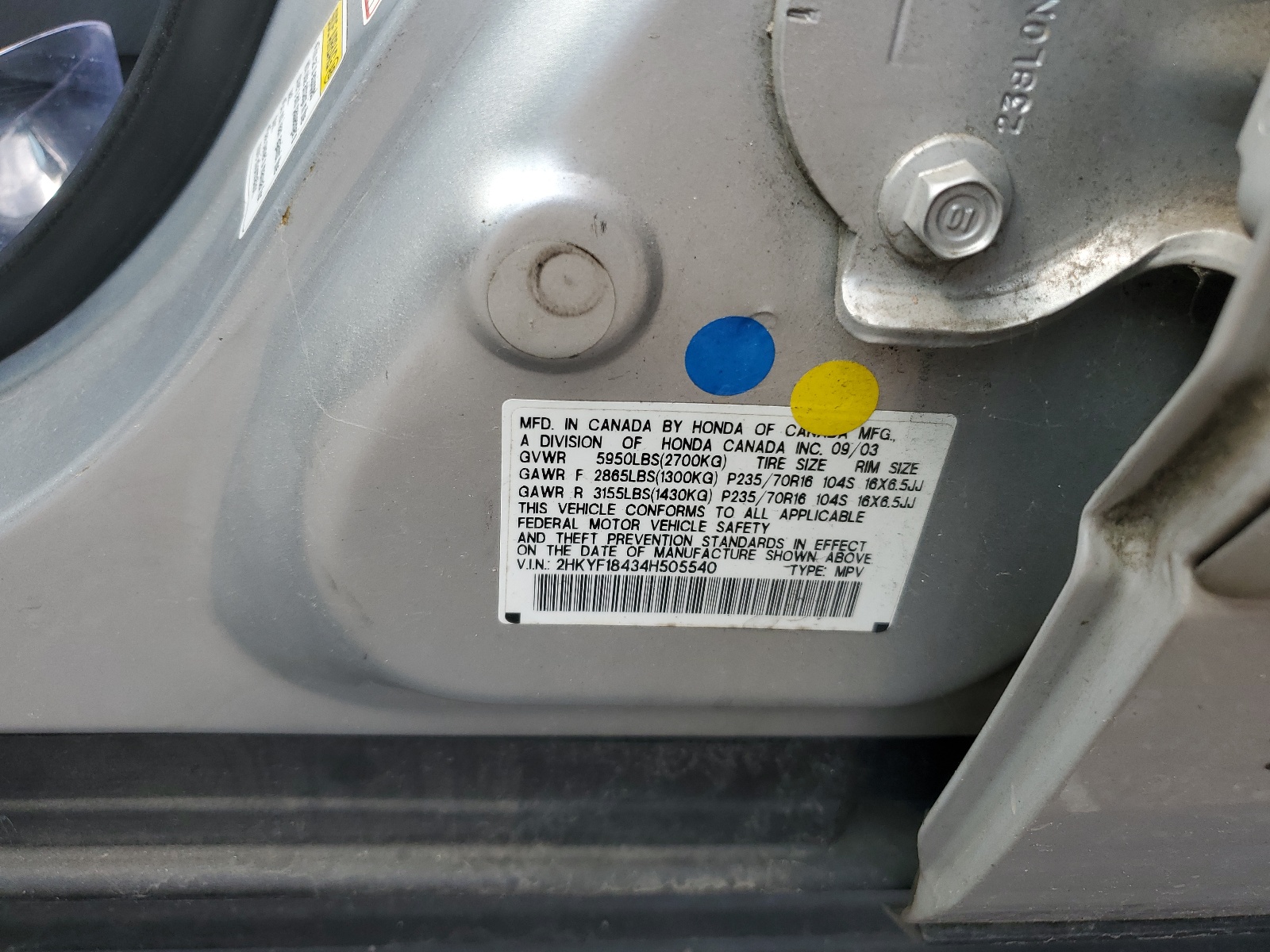 2HKYF18434H505540 2004 Honda Pilot Ex