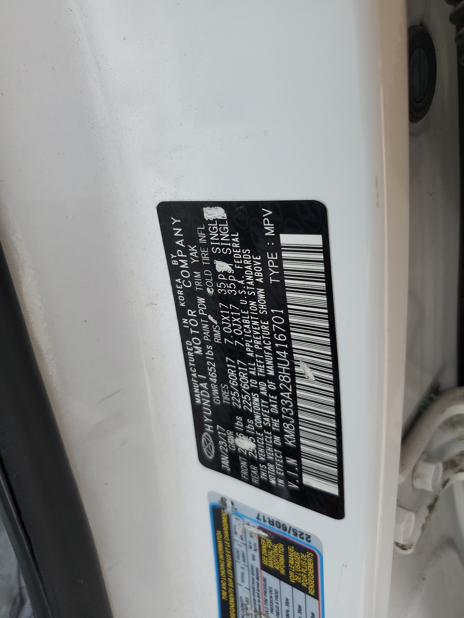 KM8J33A28HU416701 2017 Hyundai Tucson Limited