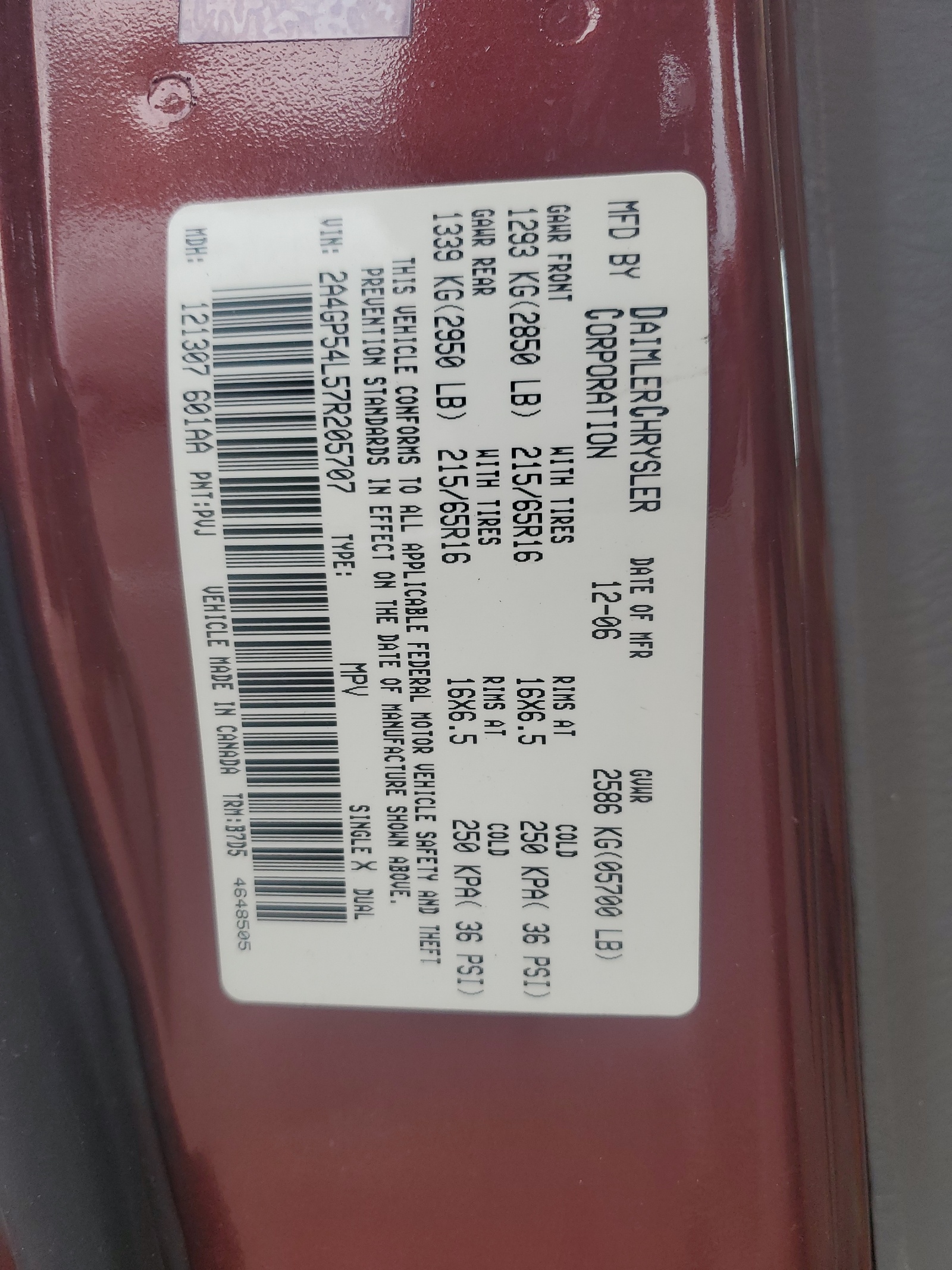 2A4GP54L57R205707 2007 Chrysler Town & Country Touring