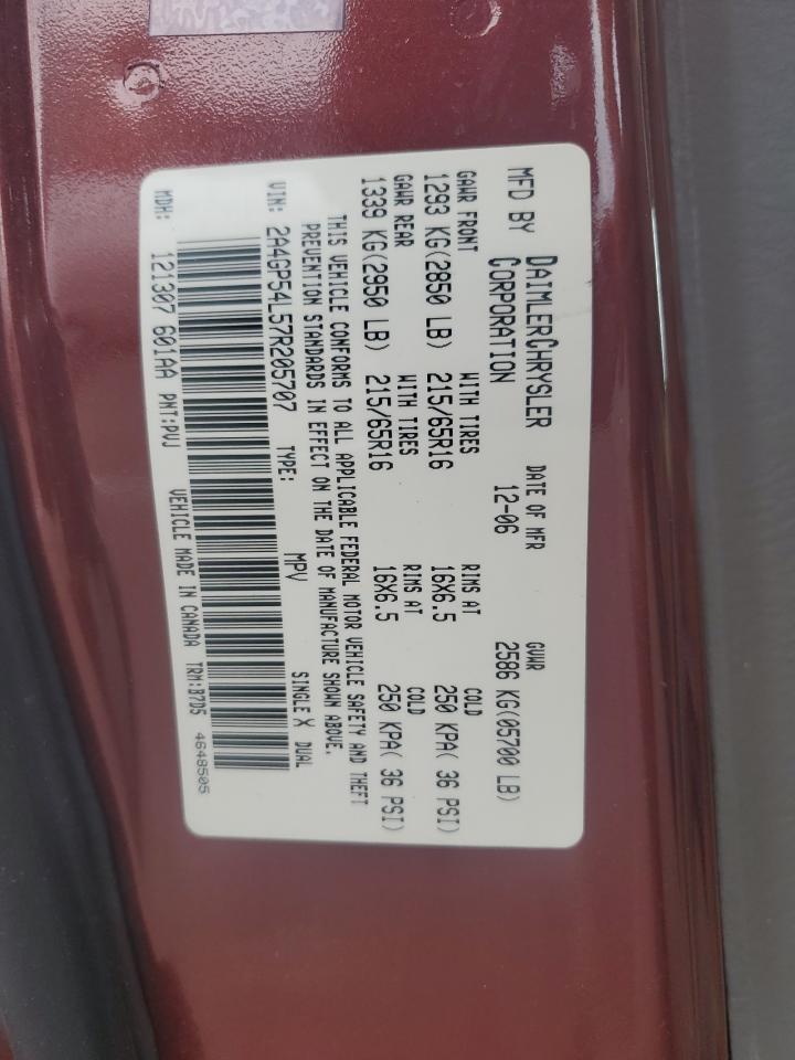 2007 Chrysler Town & Country Touring VIN: 2A4GP54L57R205707 Lot: 61389854