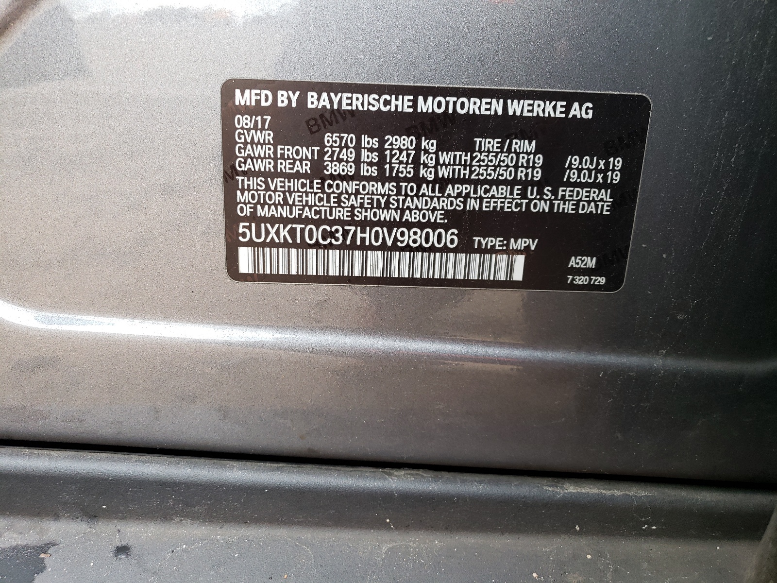 5UXKT0C37H0V98006 2017 BMW X5 Xdr40E