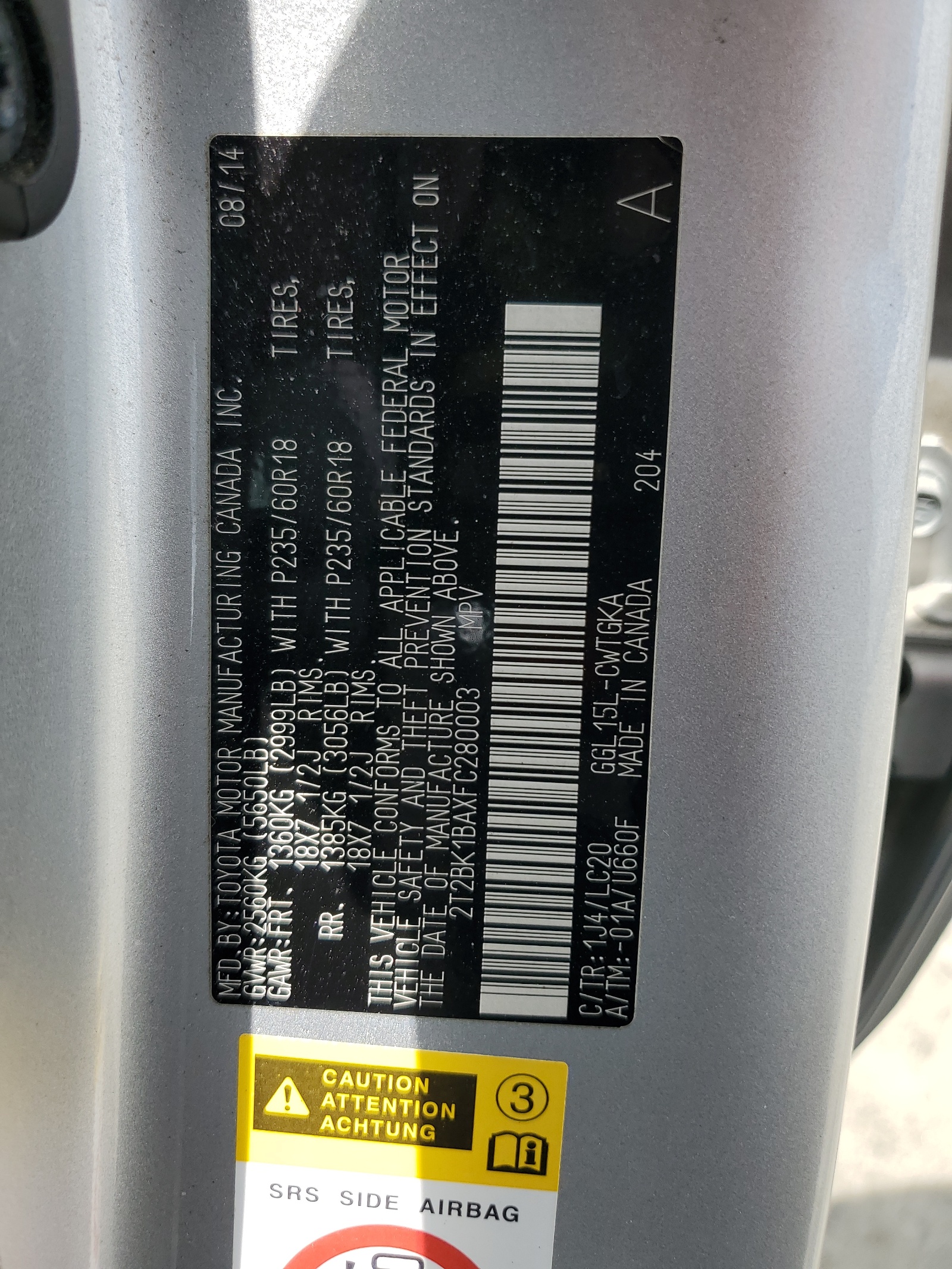 2T2BK1BAXFC280003 2015 Lexus Rx 350 Base