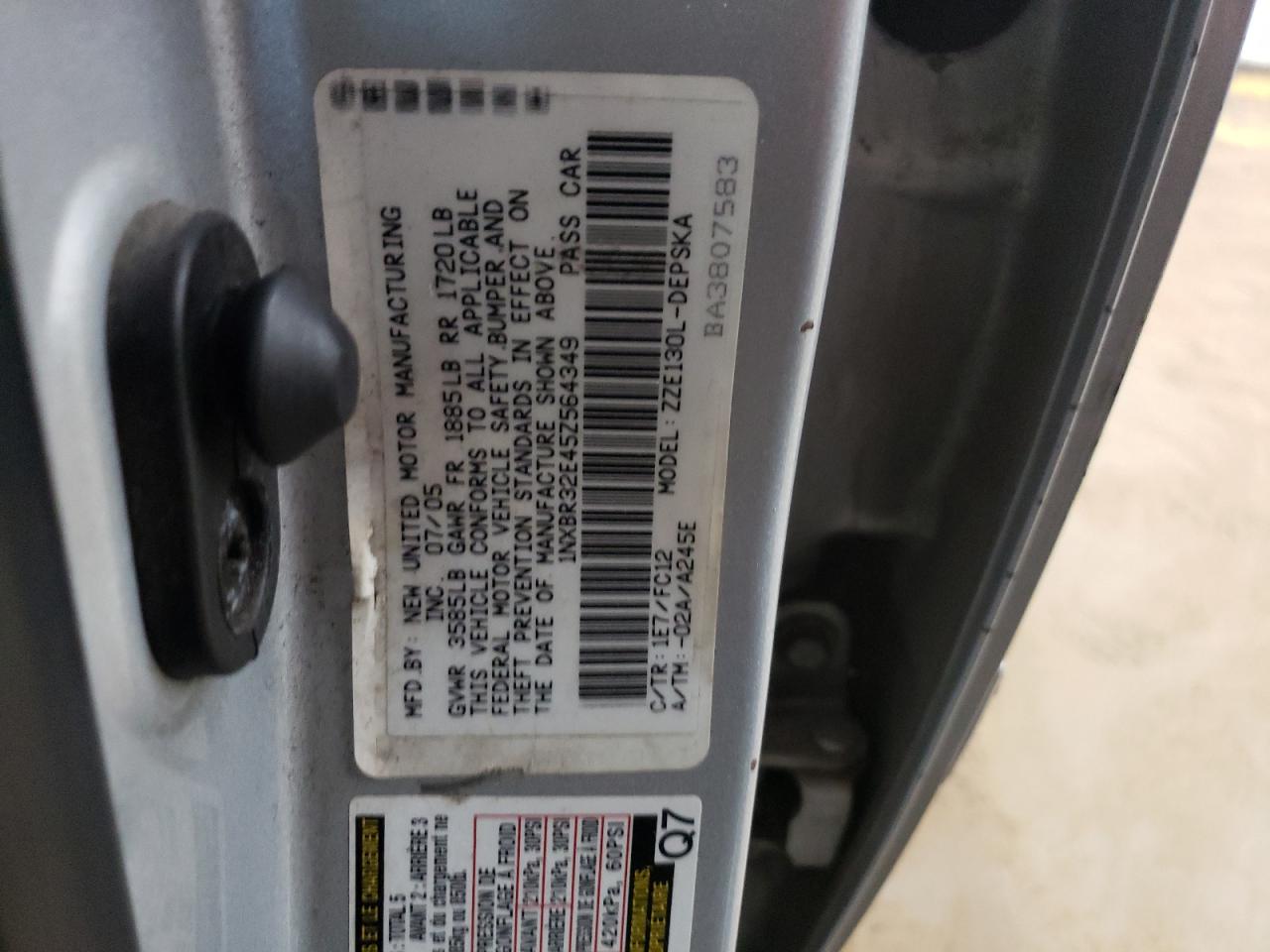 2005 Toyota Corolla Ce VIN: 1NXBR32E45Z564349 Lot: 62947024