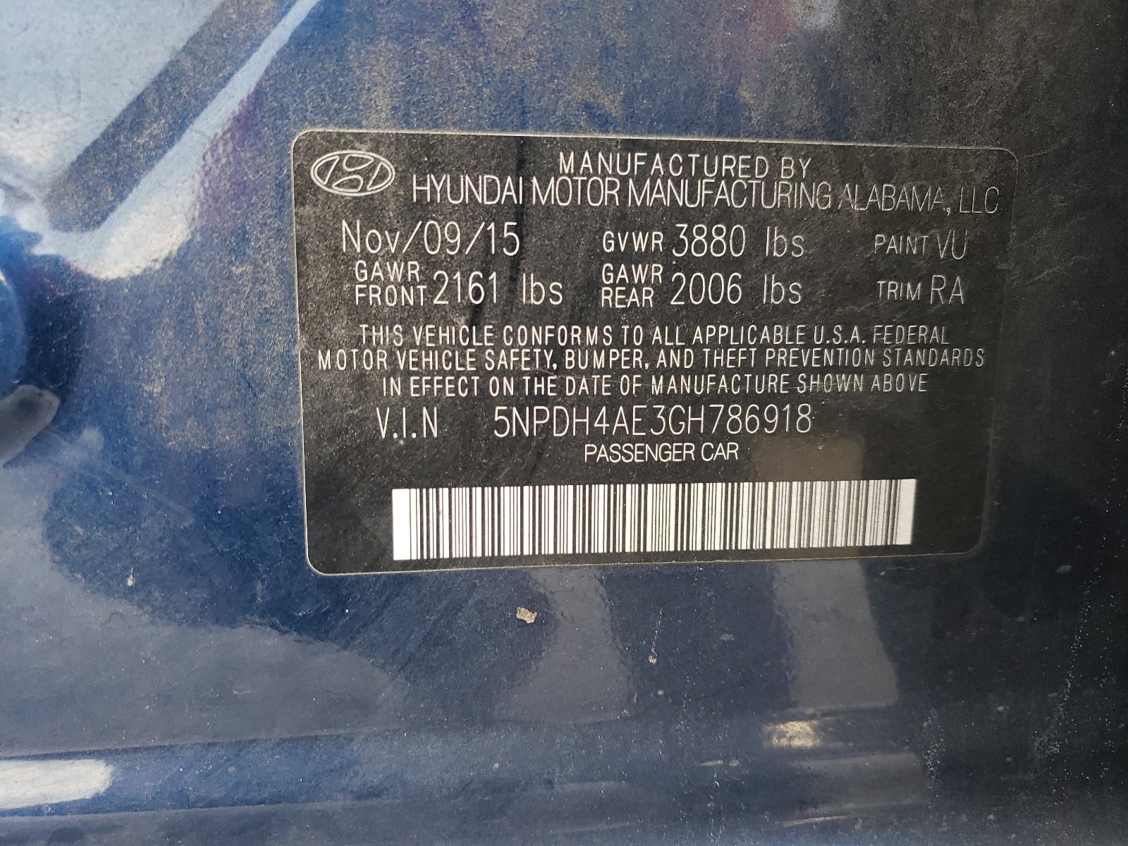 5NPDH4AE3GH786918 2016 Hyundai Elantra Se