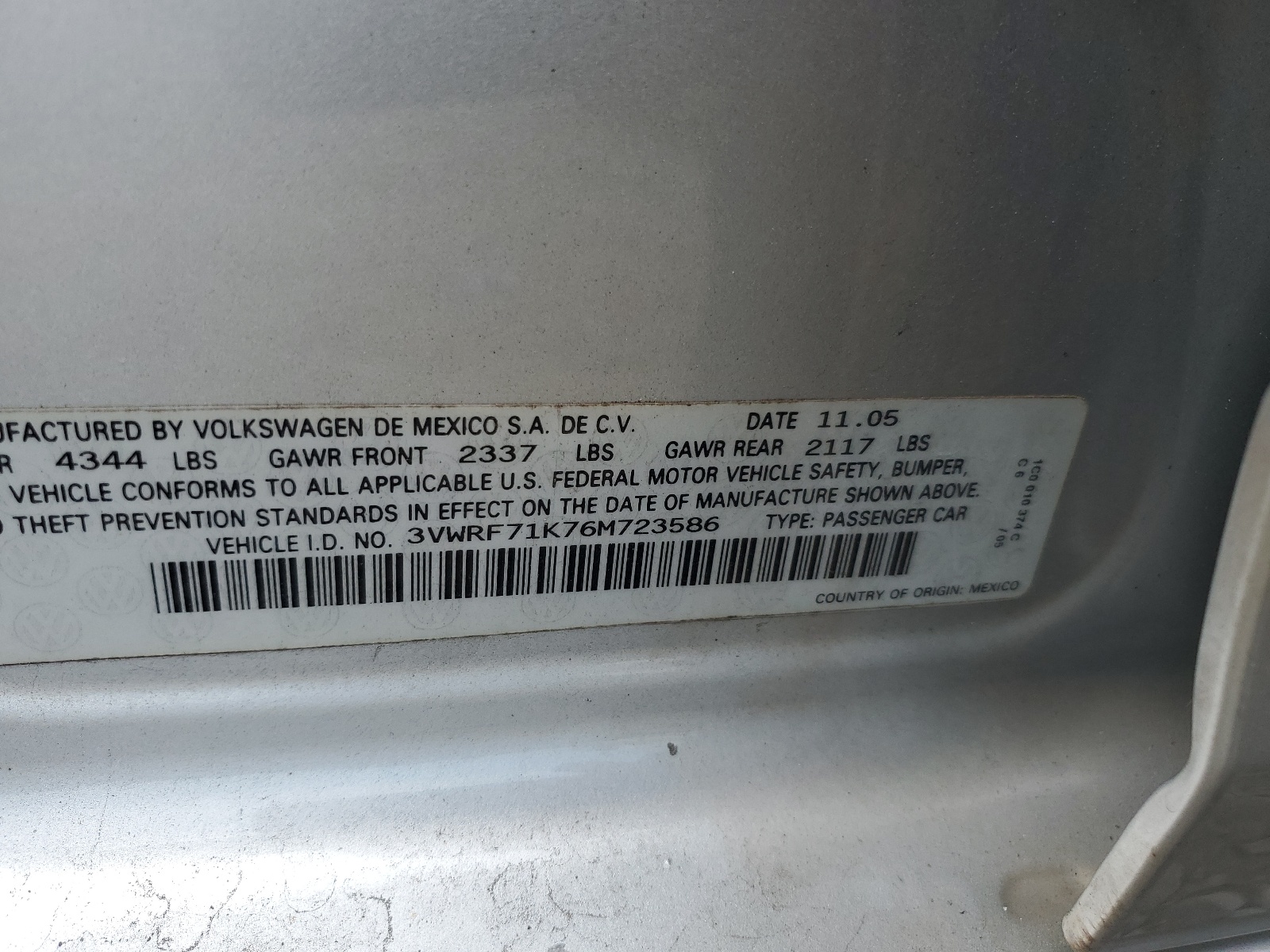 3VWRF71K76M723586 2006 Volkswagen Jetta 2.5