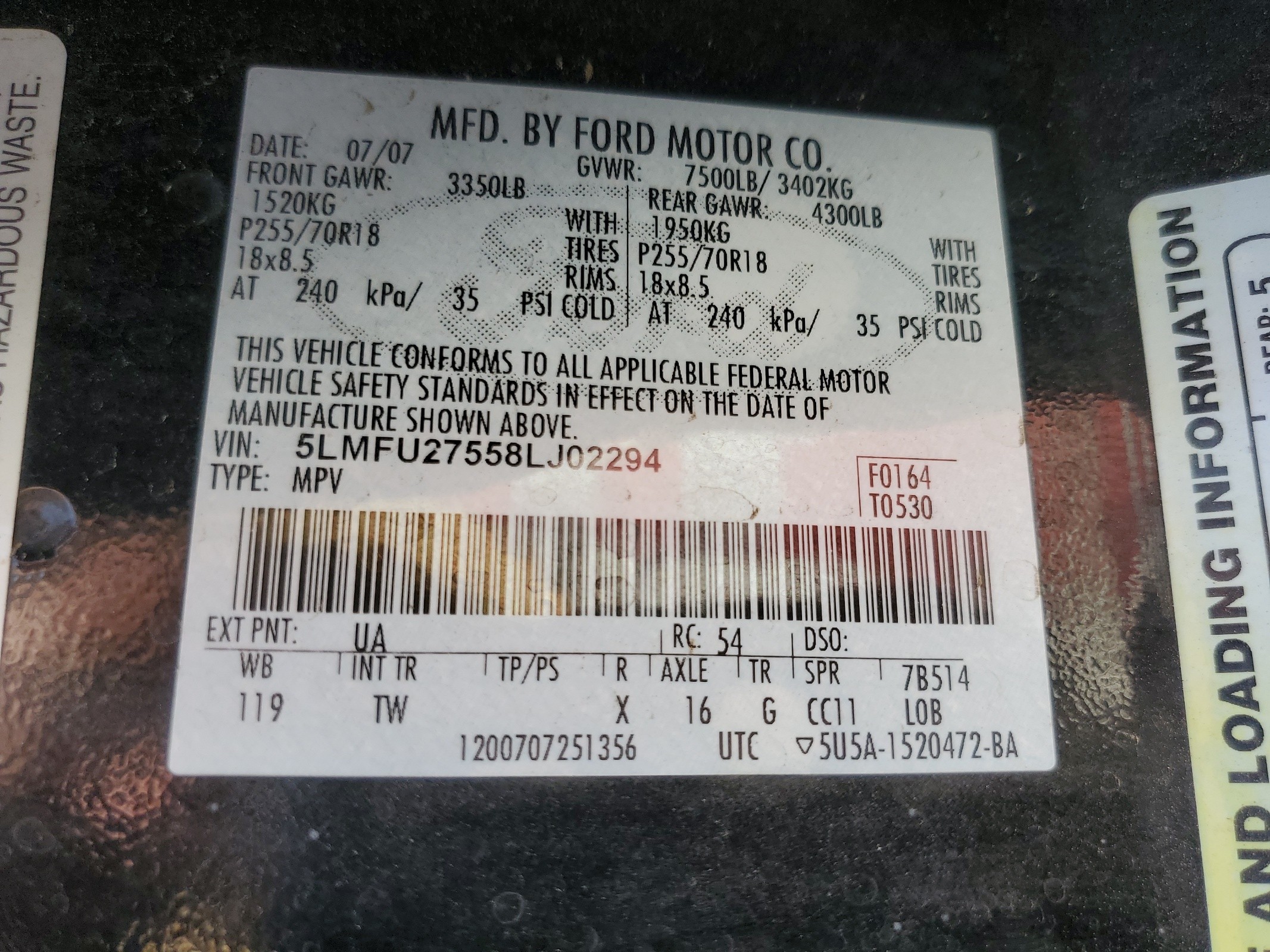 5LMFU27558LJ02294 2008 Lincoln Navigator