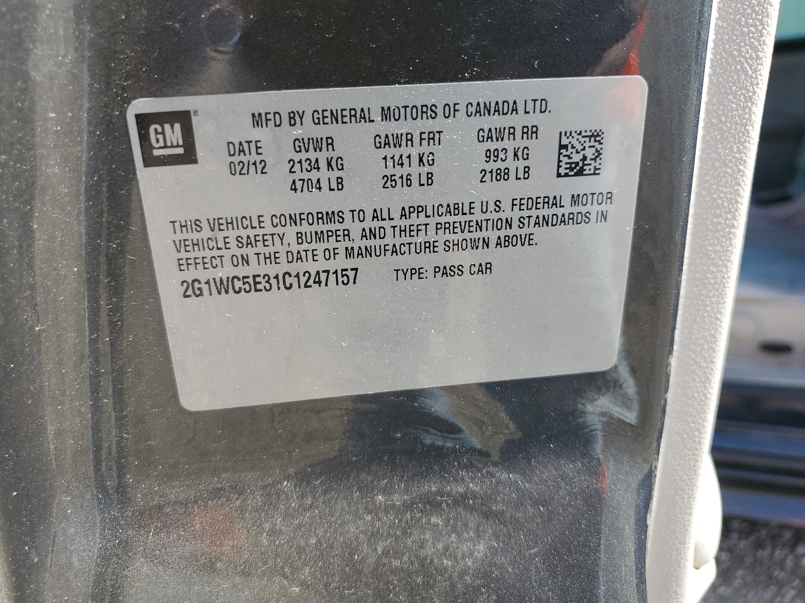 2G1WC5E31C1247157 2012 Chevrolet Impala Ltz