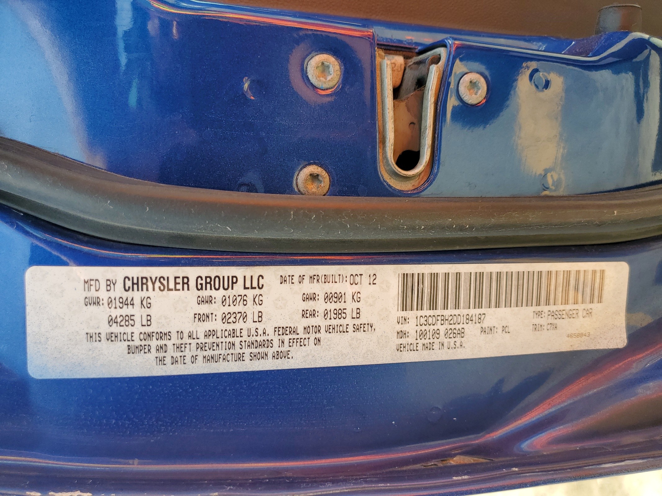 1C3CDFBH2DD184187 2013 Dodge Dart Sxt