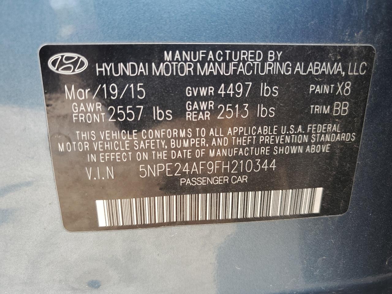 5NPE24AF9FH210344 2015 HYUNDAI SONATA - Image 12