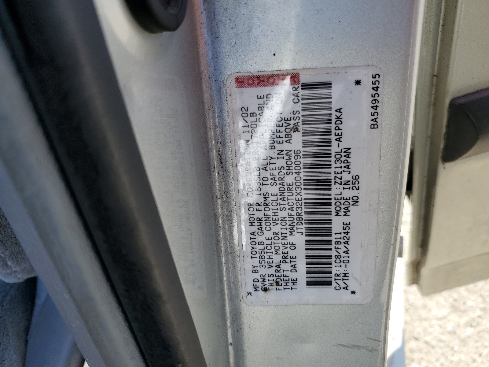 JTDBR32EX30040096 2003 Toyota Corolla Ce