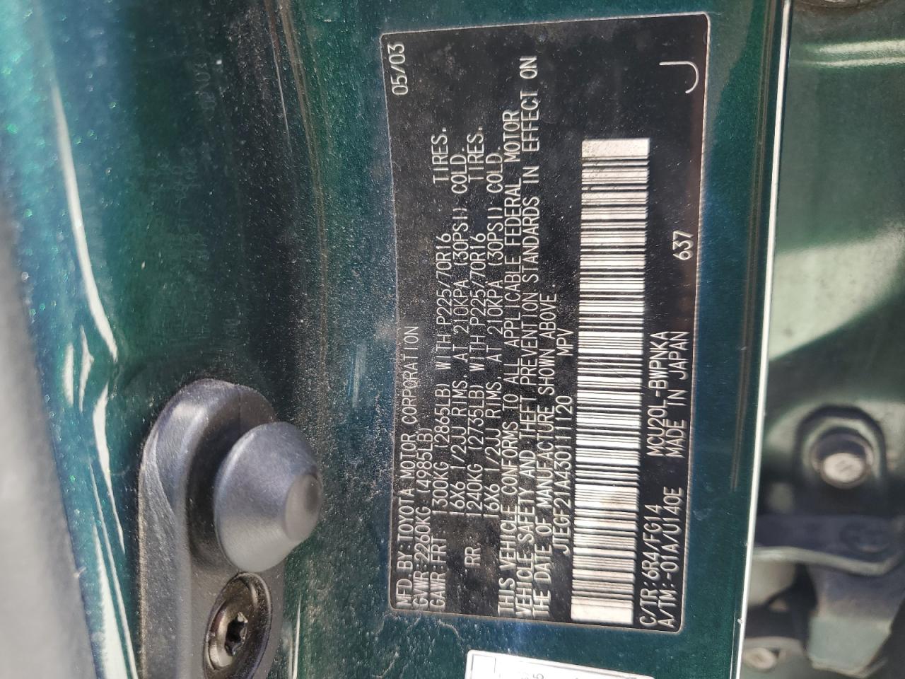 2003 Toyota Highlander Limited VIN: JTEGF21A430111120 Lot: 64617574