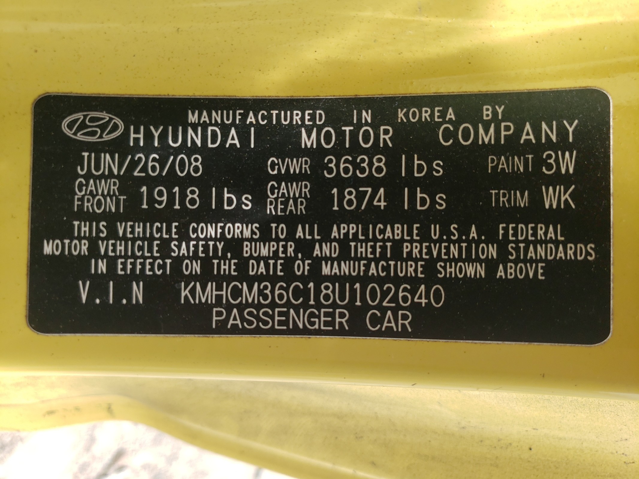 KMHCM36C18U102640 2008 Hyundai Accent Gs