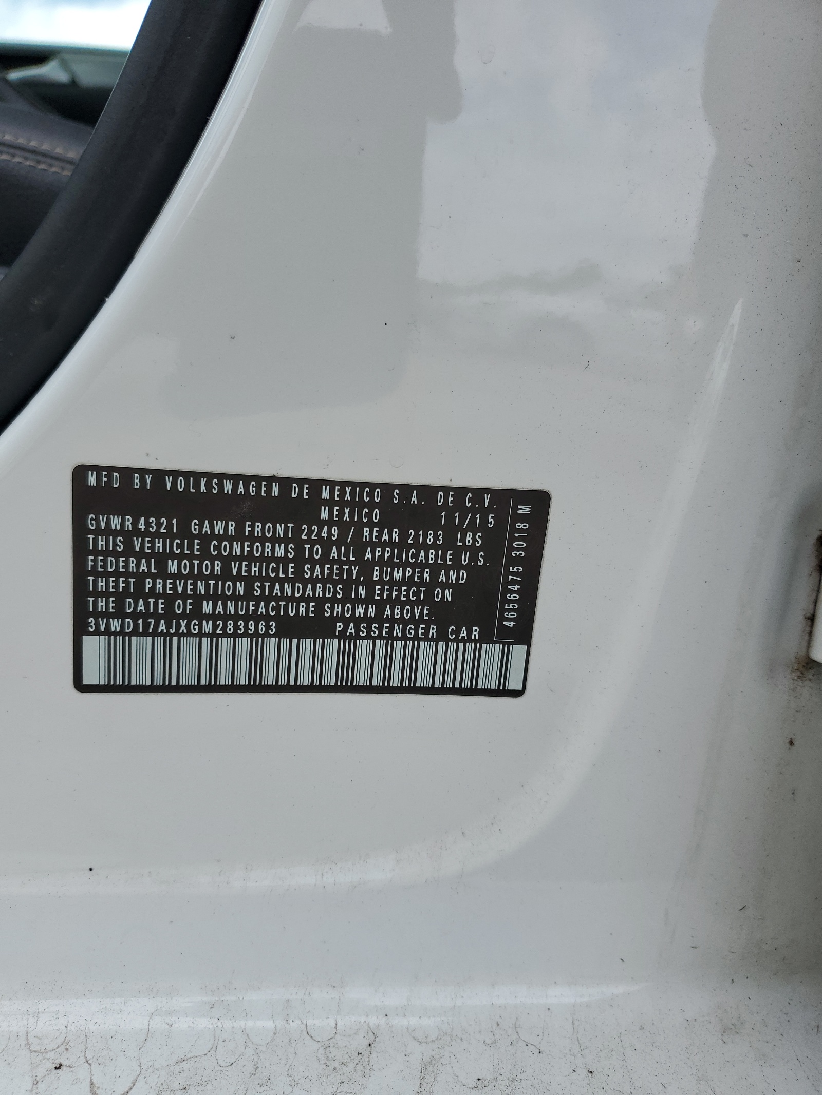 3VWD17AJXGM283963 2016 Volkswagen Jetta Sport