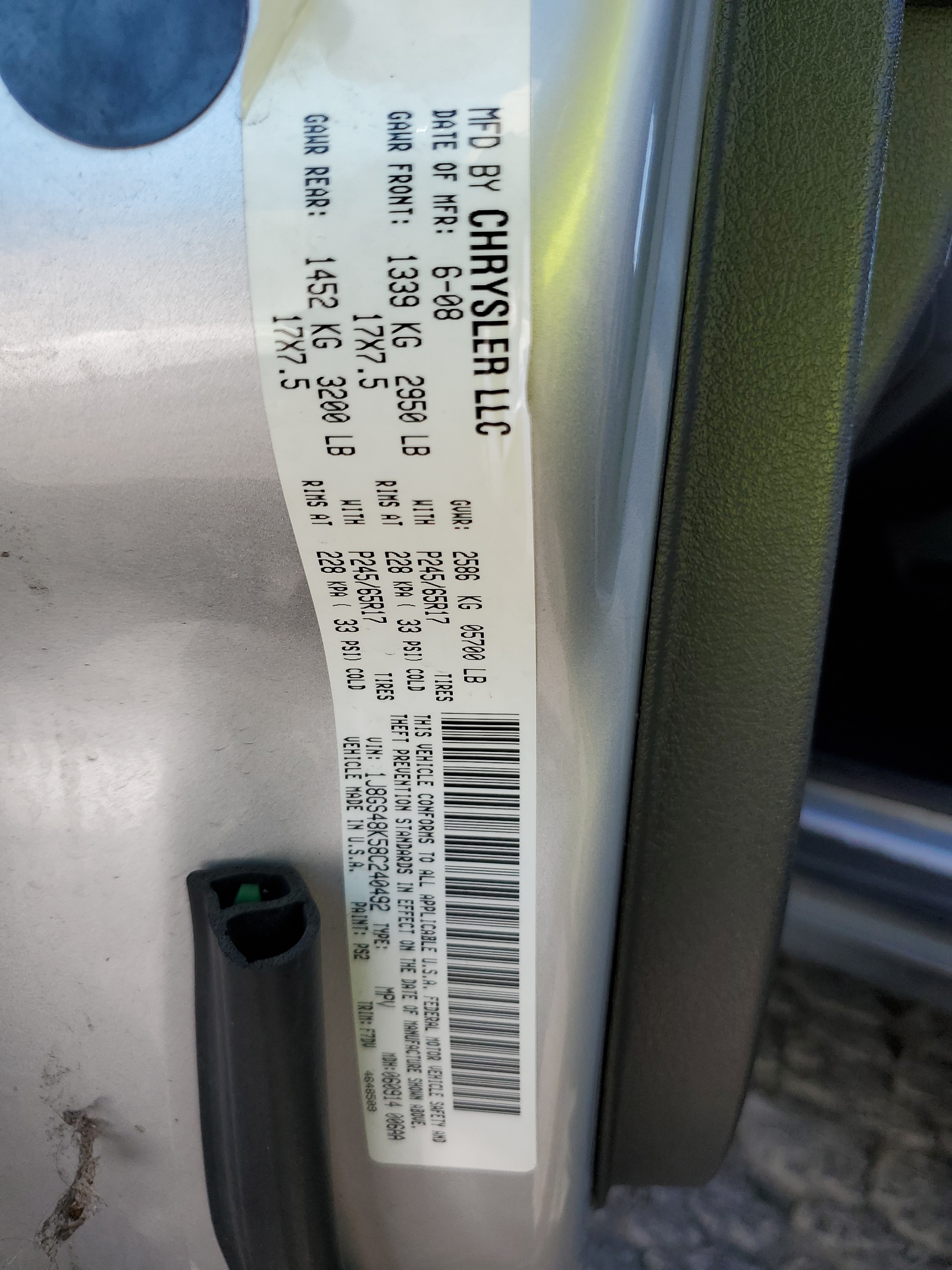 1J8GS48K58C240492 2008 Jeep Grand Cherokee Laredo