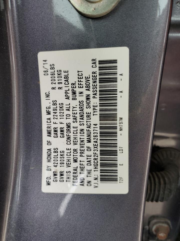 2014 Honda Accord Lx VIN: 1HGCR2F3XEA263714 Lot: 64619254