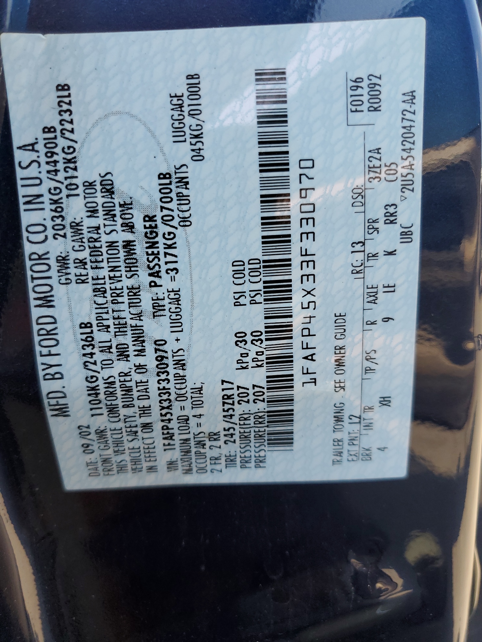 1FAFP45X33F330970 2003 Ford Mustang Gt