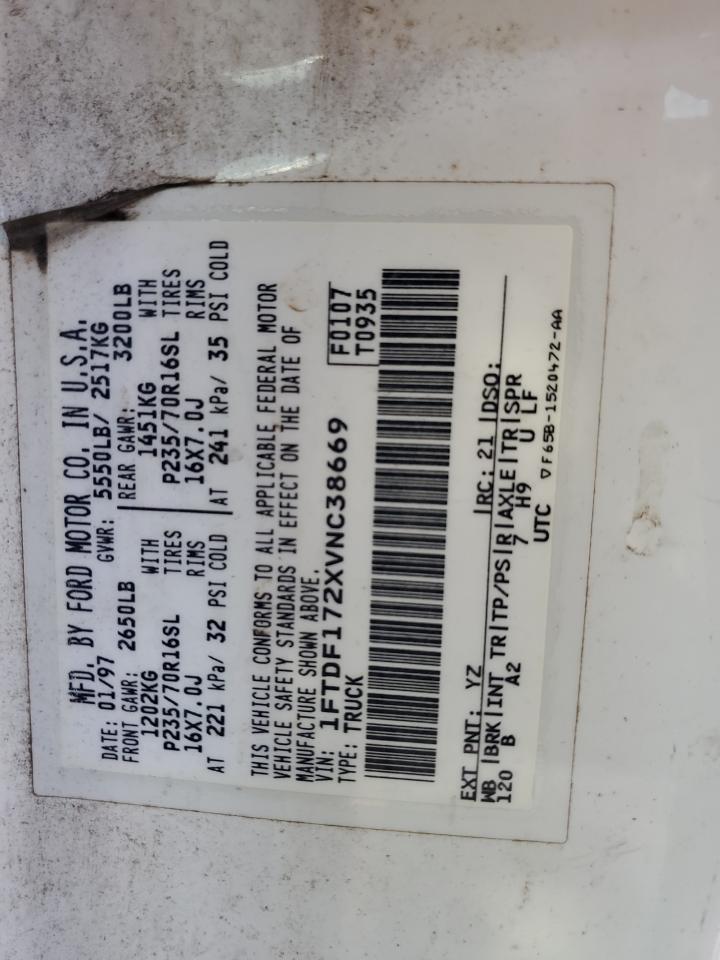 1997 Ford F150 VIN: 1FTDF172XVNC38669 Lot: 62064004