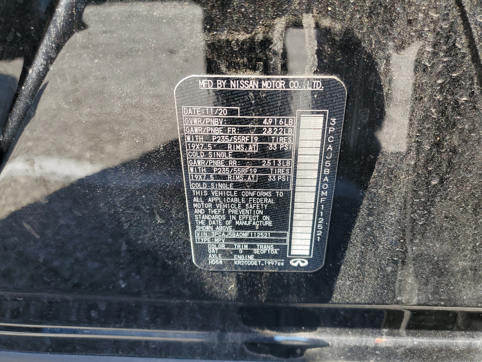 3PCAJ5BA0MF112521 2021 Infiniti Qx50 Luxe