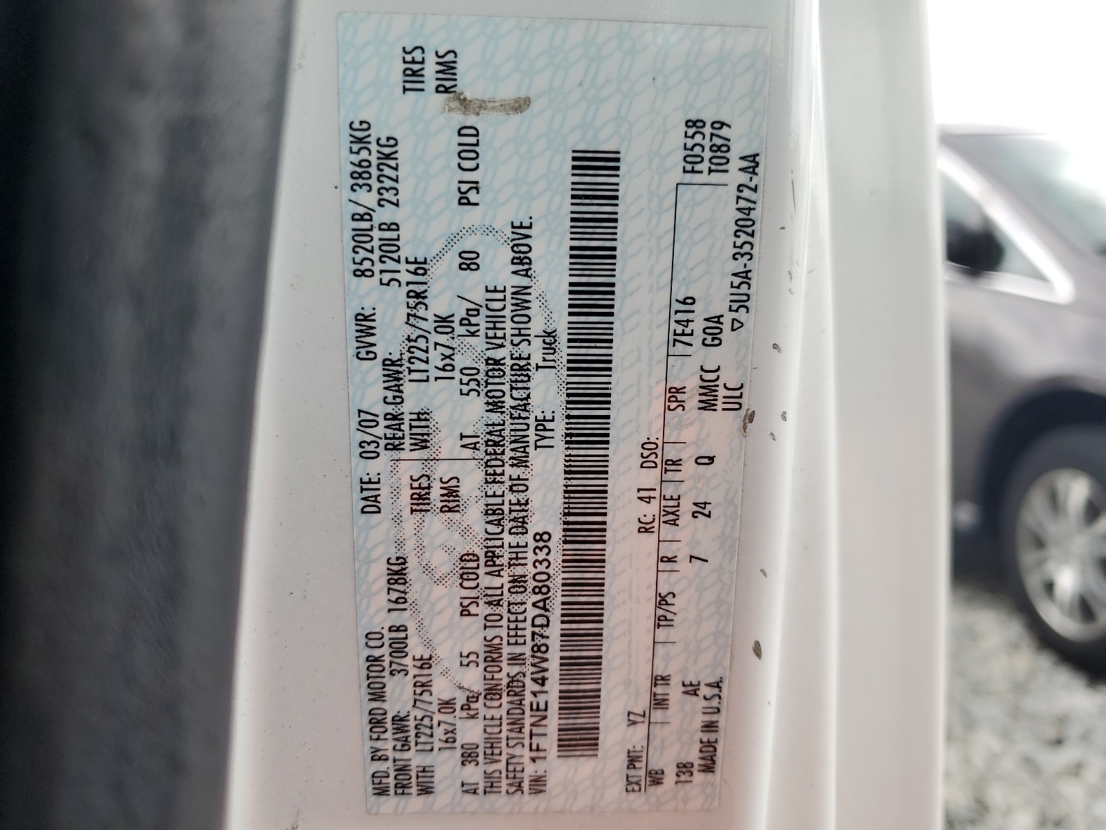 1FTNE14W87DA80338 2007 Ford Econoline E150 Van